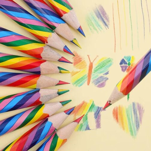 Rainbow pencil/rainbow color pencil/beautiful multicolor pencil pack of 3/5 rainbow pencil color /stationary supplies for boys and girls