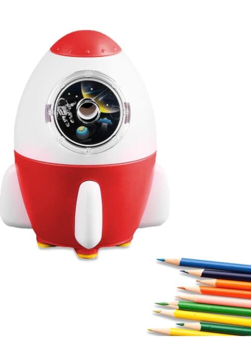 Rocket Rotatory Sharpener, Table Sharpener Machine with Adjustable Gear, Cartoon Pencil Cutter For School, Stationary Gift for Kids
